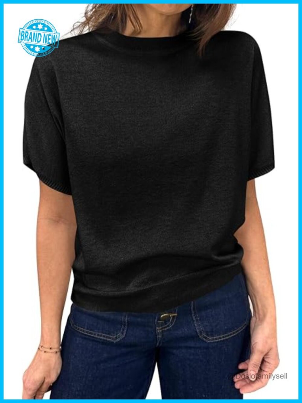 Short Sleeve Crew Neck Knit Pullover Sweater